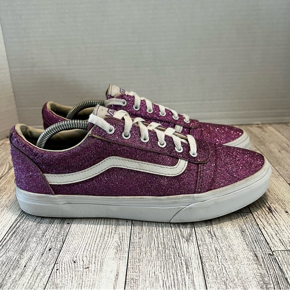 Vans Old Skool Skate Shoes Purple Glitter Lace Up Sneakers Missy 6M Sparkle